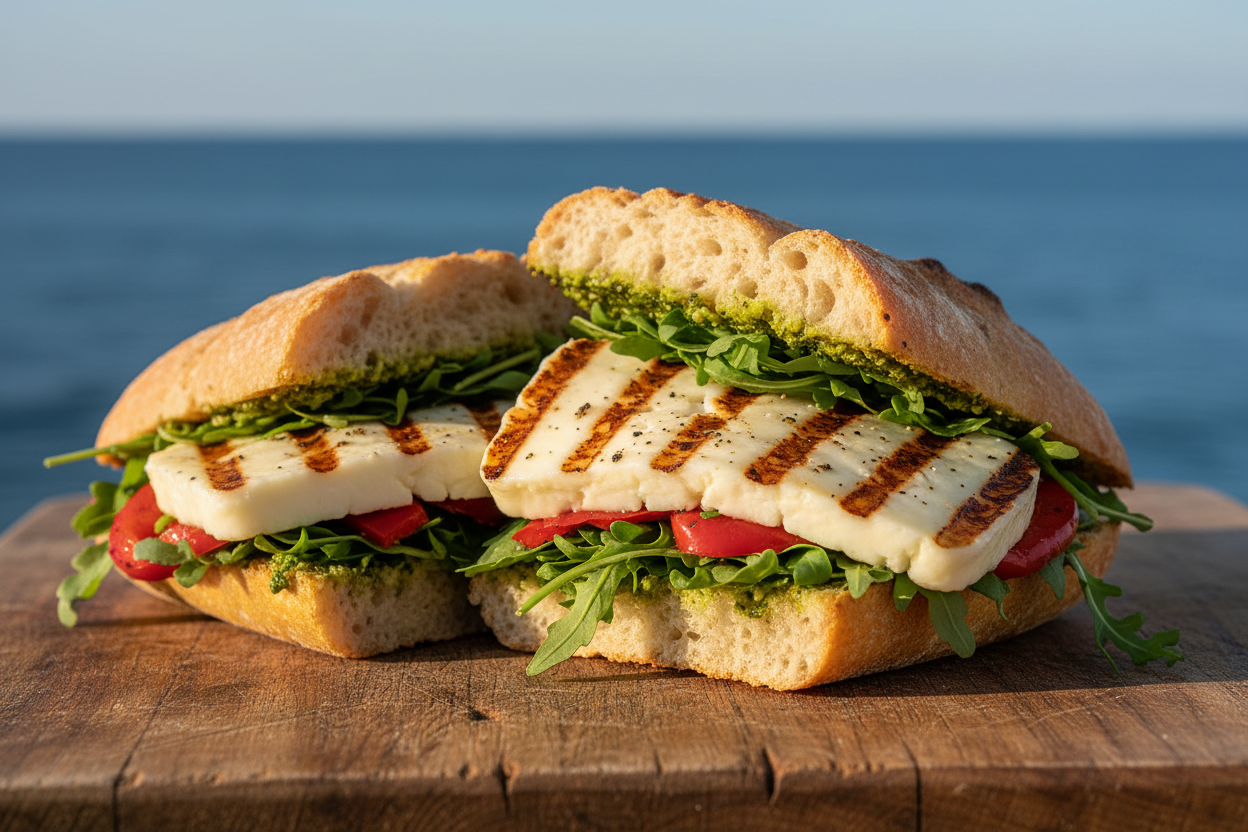 BÄKKER MEDITERRANEAN FIRE: GRILLED HALLOUMI & ROASTED PEPPER SANDWICH