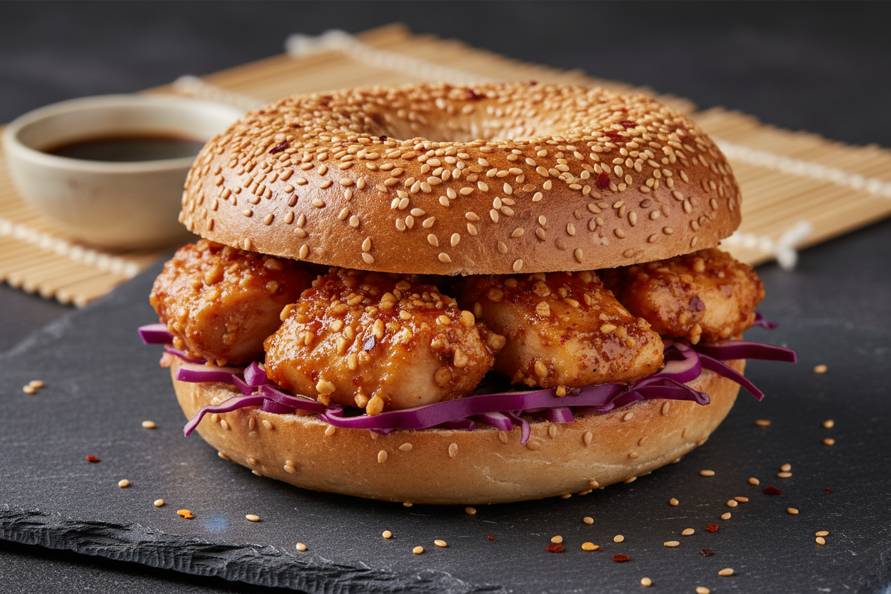 BÄKKER ASYA ESINTISI: TATLI-ACI FISTIK SOSLU TAVUKLU BAGEL
